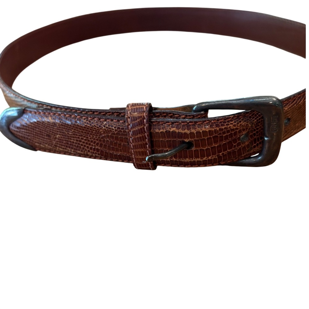 Vintage Ralph Lauren Brown Lizard Embossed Leather Belt Sterling Hardware 26/28